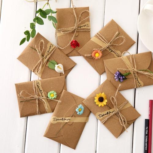 【大号】干花贺卡 创意牛皮纸手工diy贺卡花店送客户节日祝福送人卡片情人教师节 商品图0