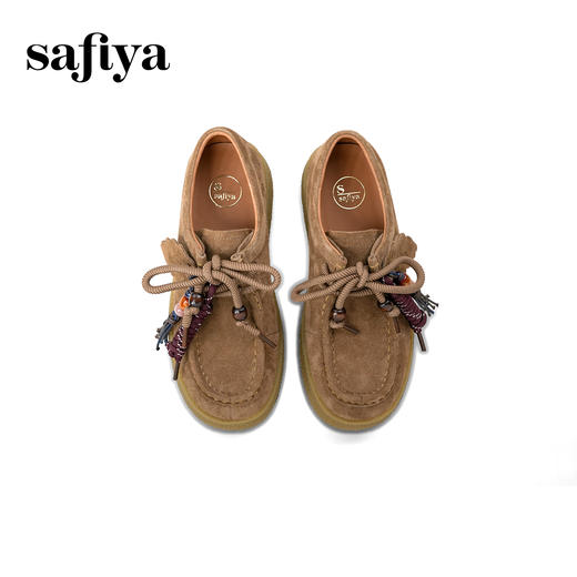 Safiya/索菲娅2025复古反绒厚底百搭深口挂绳串珠系带休闲袋鼠鞋SFD3112157 商品图5