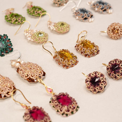 订购8周到｜Lorina Balteanu-Constance-绿松石 石榴石 耳环［法国设计师］ 商品图2