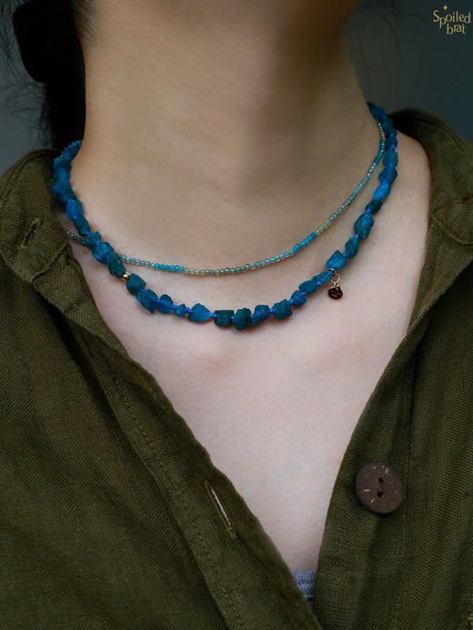 SpoiledBrat Jewelry14K注金霓虹磷灰石双层项链 商品图2