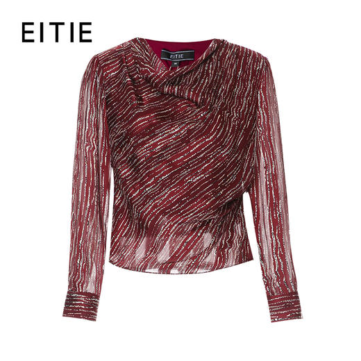 EITIE爱特爱不对撑下摆设计艺术印花小上衣8313008 商品图6