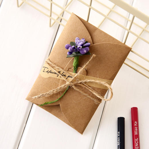 【大号】干花贺卡 创意牛皮纸手工diy贺卡花店送客户节日祝福送人卡片情人教师节 商品图6