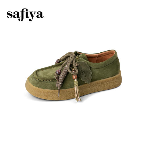 Safiya/索菲娅2025复古反绒厚底百搭深口挂绳串珠系带休闲袋鼠鞋SFD3112157 商品图2