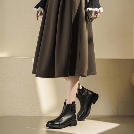 西村名物2025年秋冬新款英伦风洋气高级厚底防滑舒适切尔西靴短靴T25DS49181 商品图1