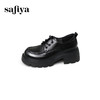 Safiya/索菲娅2025复古英伦风系带牛皮革真皮厚底百搭粗跟圆头深口小皮鞋SFD3112144 商品缩略图1