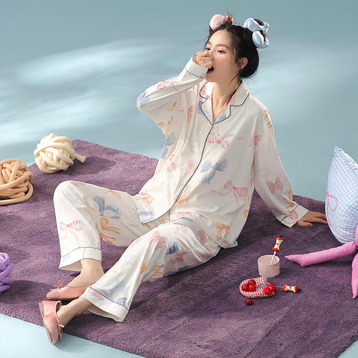 【换季出清】【抗菌新疆棉】自然醒「甜心奶油」A类秋季长袖睡衣女士纯棉高级感套装家居服JLM 商品图9