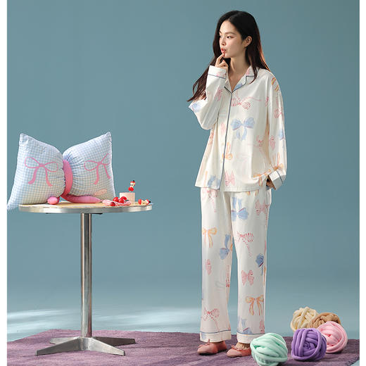 【换季出清】【抗菌新疆棉】自然醒「甜心奶油」A类秋季长袖睡衣女士纯棉高级感套装家居服JLM 商品图8