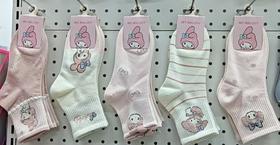 女童棉袜中筒秋季袜5双一套 12元