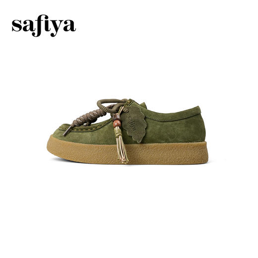 Safiya/索菲娅2025复古反绒厚底百搭深口挂绳串珠系带休闲袋鼠鞋SFD3112157 商品图3
