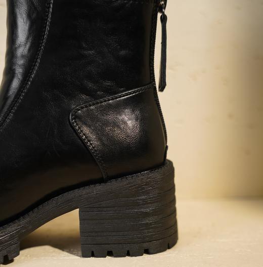 西村名物2025年秋冬新款粗跟高跟增高洋气英伦风厚底防滑短靴瘦瘦靴T25DS49251 商品图9