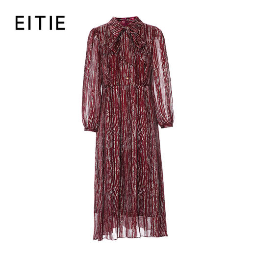 EITIE爱特爱可拆卸飘带压褶裙摆印花连衣裙8307022 商品图6