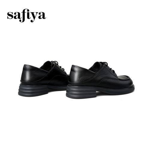 Safiya/索菲娅2025英伦风羊皮系带休闲百搭圆头粗跟深口小皮鞋SFD3112146 商品图3