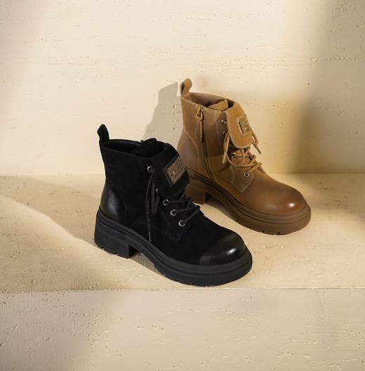西村名物2025年冬季新款复古厚底增高防滑工装大黄靴休闲短靴马丁靴T25DS49111 商品图8