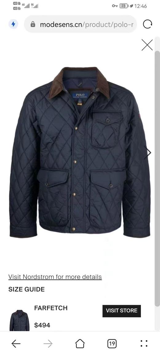 拉夫劳伦菱格棉服..灯芯绒翻领..帅的无语伦比了.. 商品图8