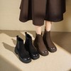 西村名物2025年冬季新款复古拼接简约百搭粗跟英伦风烟筒靴切尔西靴T25DS49121 商品缩略图0