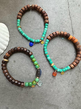 SpoiledBrat Jewelry檀香木斜长石/绿松手串 手链