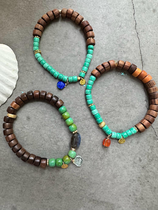 SpoiledBrat Jewelry檀香木斜长石/绿松手串 手链 商品图0