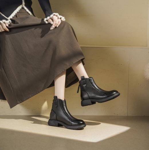西村名物2025年秋冬新款英伦风洋气高级厚底防滑舒适切尔西靴短靴T25DS49181 商品图3