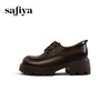 Safiya/索菲娅2025复古英伦风系带牛皮革真皮厚底百搭粗跟圆头深口小皮鞋SFD3112144 商品缩略图3