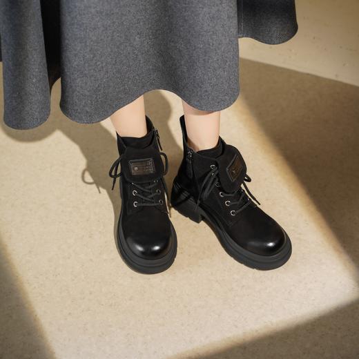 西村名物2025年冬季新款复古厚底增高防滑工装大黄靴休闲短靴马丁靴T25DS49111 商品图6