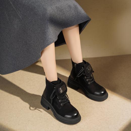 西村名物2025年冬季新款复古厚底增高防滑工装大黄靴休闲短靴马丁靴T25DS49111 商品图4