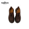 Safiya/索菲娅2025复古英伦风系带牛皮革真皮厚底百搭粗跟圆头深口小皮鞋SFD3112144 商品缩略图5