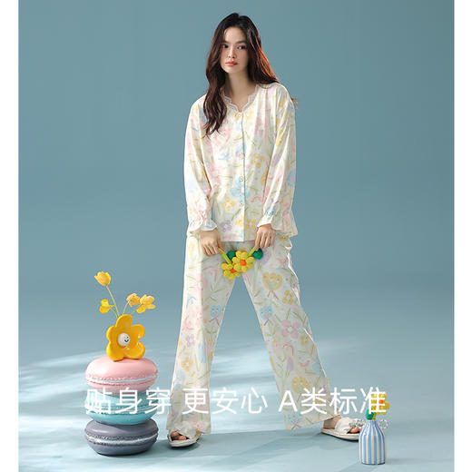 【换季出清】【抗菌新疆棉】自然醒「莫奈花园」秋季纯棉A类睡衣长袖女士家居服套装JLM 商品图5