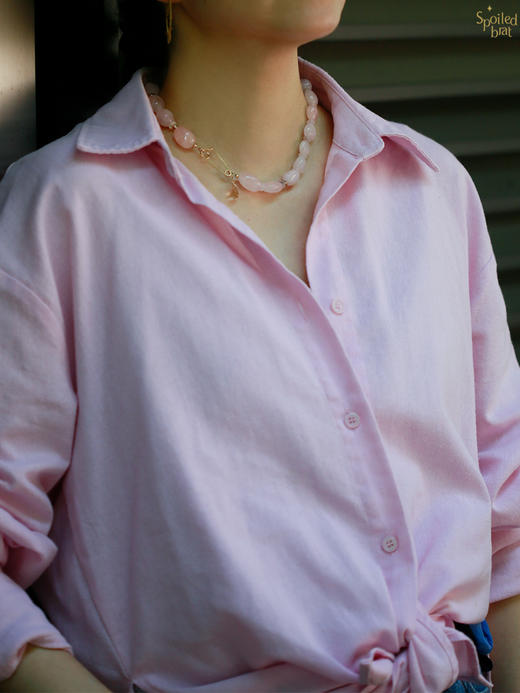 SpoiledBrat Jewelry 14K注金粉晶别针项链 商品图2