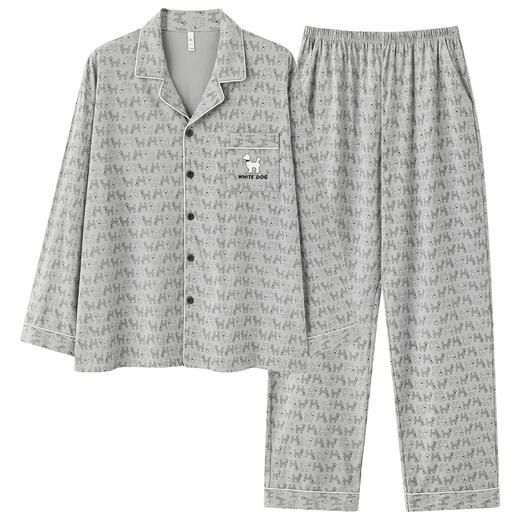 【换季出清】【抗菌新疆棉】自然醒「墨影恋人」秋季新款长袖情侣睡衣纯棉慵懒家居服套装JLM 商品图10