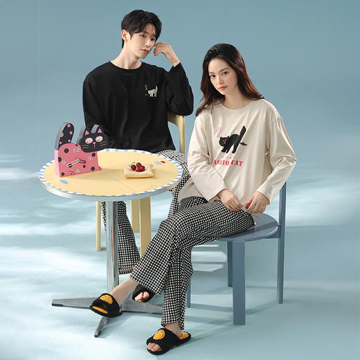 【换季出清】【抗菌新疆棉】自然醒「天生一对」秋季A类长袖情侣睡衣长裤纯棉家居服套装JLM 商品图7