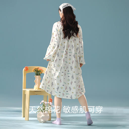 【抗菌新疆棉】自然醒「公主日记」秋季新款纯棉A类长袖睡裙女士宽松家居服JLM 商品图6