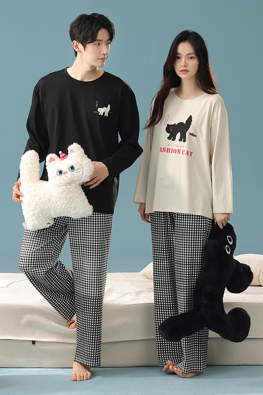 【换季出清】【抗菌新疆棉】自然醒「天生一对」秋季A类长袖情侣睡衣长裤纯棉家居服套装JLM 商品图9