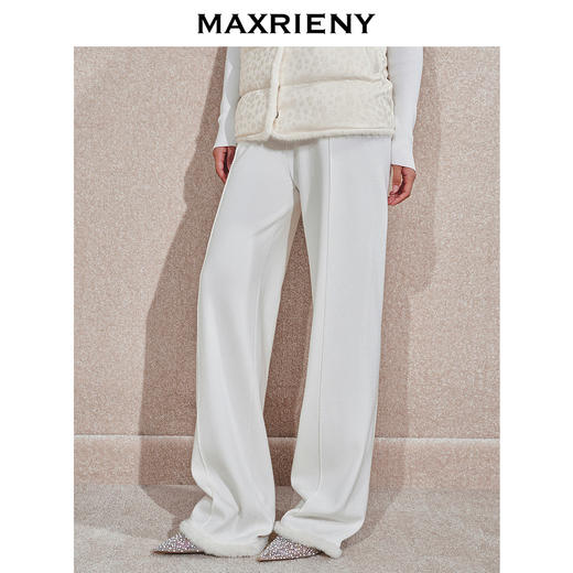 MAXRIENY毛边直筒针织长裤24冬新款松弛感女装极简垂坠感阔腿裤(货号:MS85PA754) 商品图2