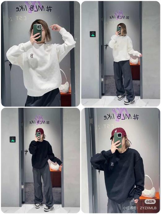 MLB新专柜热销爆款情侣暗纹立体老花时尚 潮流圆领卫衣 商品图2