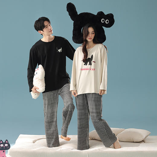 【换季出清】【抗菌新疆棉】自然醒「天生一对」秋季A类长袖情侣睡衣长裤纯棉家居服套装JLM 商品图6