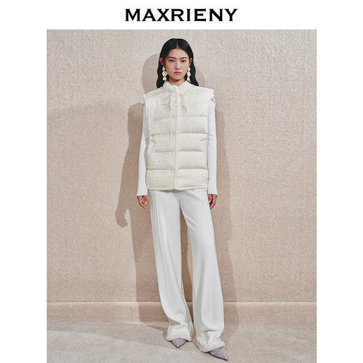 MAXRIENY毛边直筒针织长裤24冬新款松弛感女装极简垂坠感阔腿裤(货号:MS85PA754) 商品图1