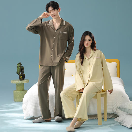 【换季出清】【抗菌无尘棉】自然醒「情话绵绵 」秋季新款长袖情侣睡衣纯棉女高级感简约家居服套装JLM 商品图7