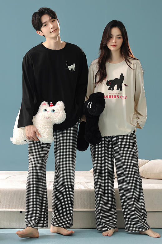 【换季出清】【抗菌新疆棉】自然醒「天生一对」秋季A类长袖情侣睡衣长裤纯棉家居服套装JLM 商品图8