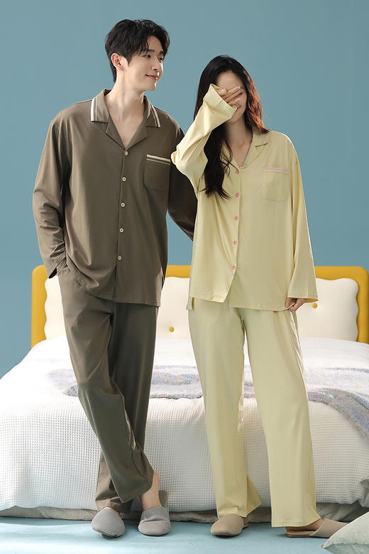 【换季出清】【抗菌无尘棉】自然醒「情话绵绵 」秋季新款长袖情侣睡衣纯棉女高级感简约家居服套装JLM 商品图9