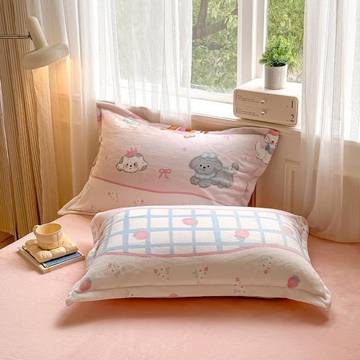 【换季出清】自然醒秋冬款A类小清新印花牛奶绒四件套卡通加厚加绒冬季法兰珊瑚绒床品被套三件套QJ 商品图14