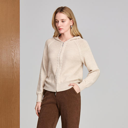 EITIE爱特爱时尚简约含羊毛带帽针织衫8401119 商品图3