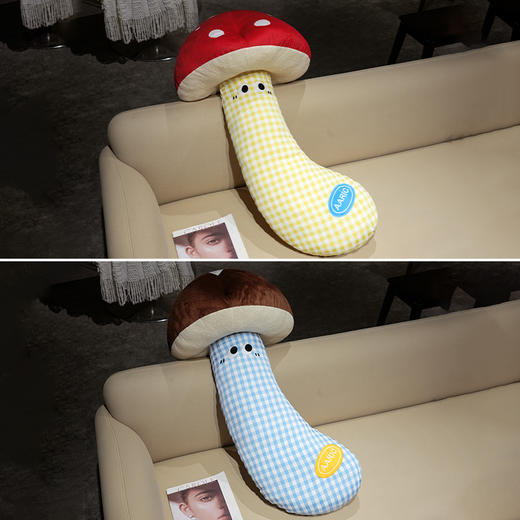 自然醒ins大眼蘑菇格子长条抱枕QYL 商品图7