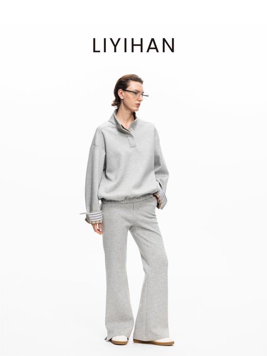 LIYIHAN 2025秋冬新款法式职场针织卫衣灰色休闲套装小众设计感女 商品图1