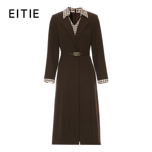 EITIE爱特爱撞料衬衫领下摆压褶设计连衣裙8307031 商品图2