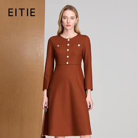 EITIE爱特爱A型圆领设计简约好穿金属扣装饰精致优雅连衣裙8407118