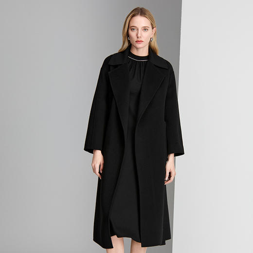 EITIE爱特爱纯羊毛羊绒混纺面料手感温润柔软长款西装领大贴袋设计冬季新款保暖大衣8414109 商品图5