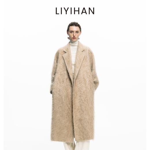 LIYIHAN 2025年秋冬季新款职场通勤羊绒大衣外套咖色女小众设计感 商品图0