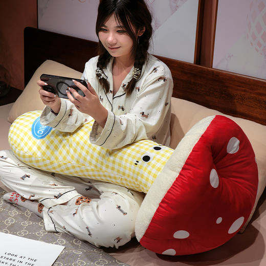 自然醒ins大眼蘑菇格子长条抱枕QYL 商品图9