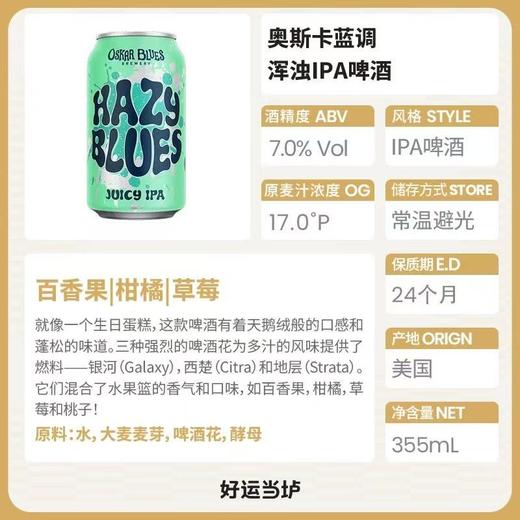 奥斯卡 蓝调浑浊IPA啤酒 酒精度：7° 麦芽度：17° 商品图1