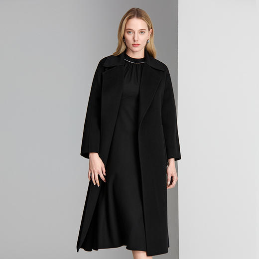 EITIE爱特爱纯羊毛羊绒混纺面料手感温润柔软长款西装领大贴袋设计冬季新款保暖大衣8414109 商品图2